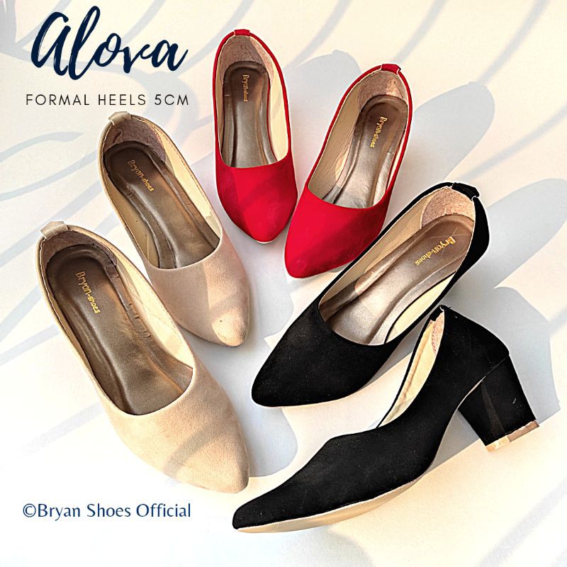 Bryan Alova Pantofel Heels 5cm Formal Suede BigSize Oversize Jumbo Sepatu Hak Tahu Kerja Kantor