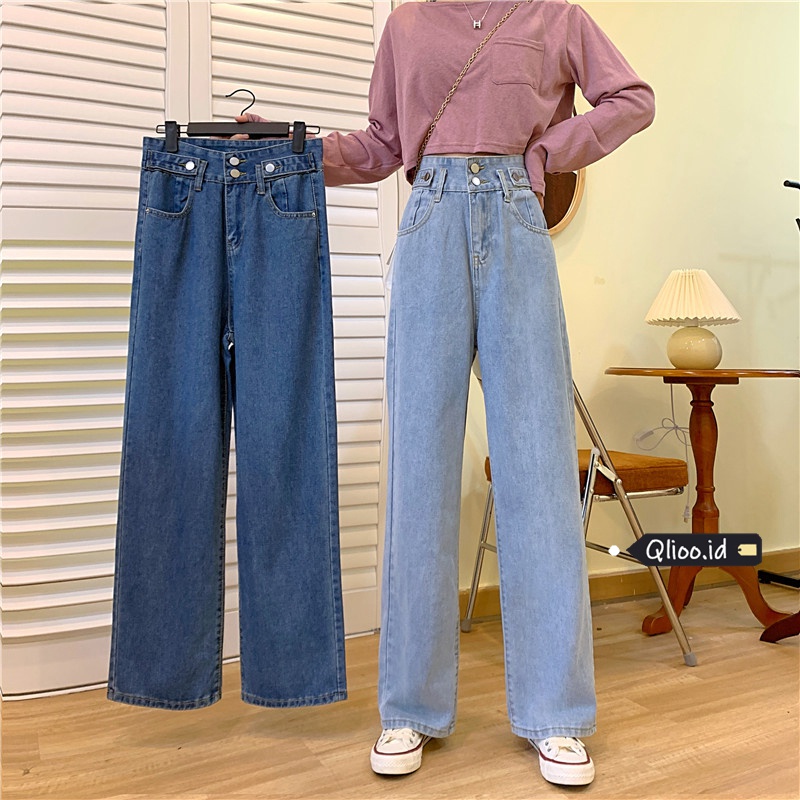 Celana Panjang Jeans Wanita Kekinian Loose Korean Style High Waist Boyfriend Jeans