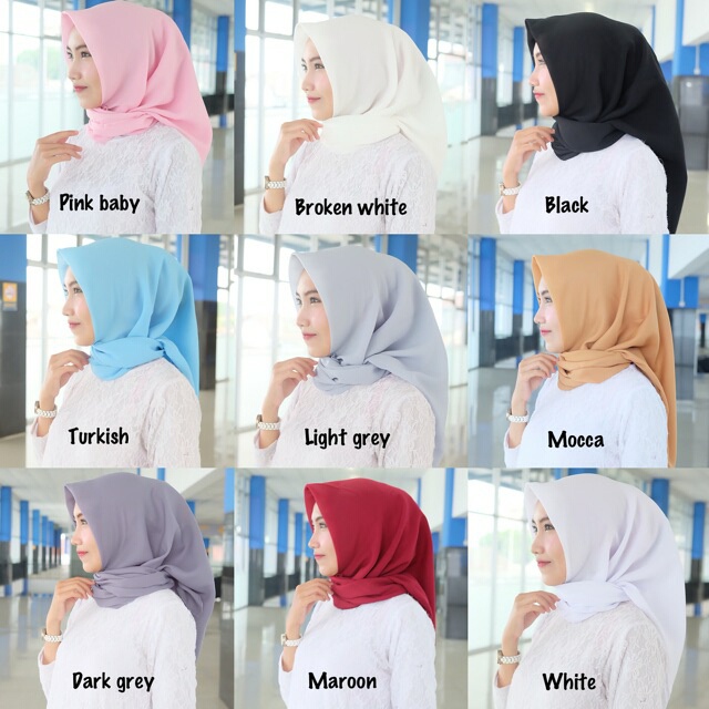 Jilbab Kerudung Segiempat Polos BELLA SQUARE Hijab Pollycotton Jilbab Bela Segi Empat BISA COD IMF