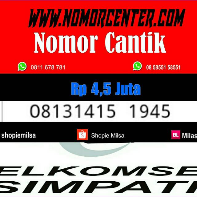 Kartu Perdana Simpati Seri Tahun 1945 _ 08131415 1945 Super Langka #NC2 172