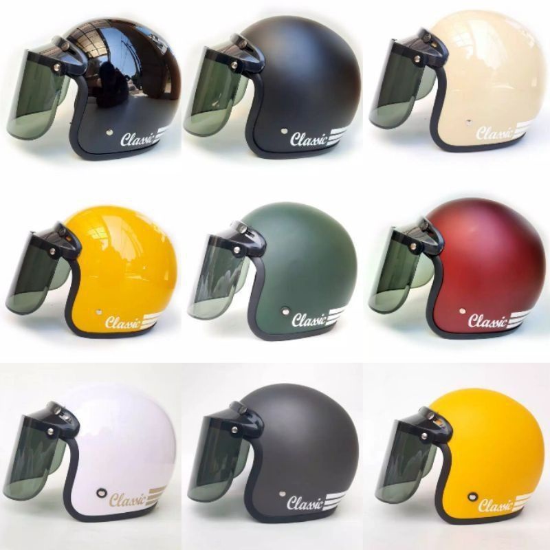 HELM BOGO CLASIC GARIS DEWASA HELM BOGO KACA DATAR - ISTANA PRODUK