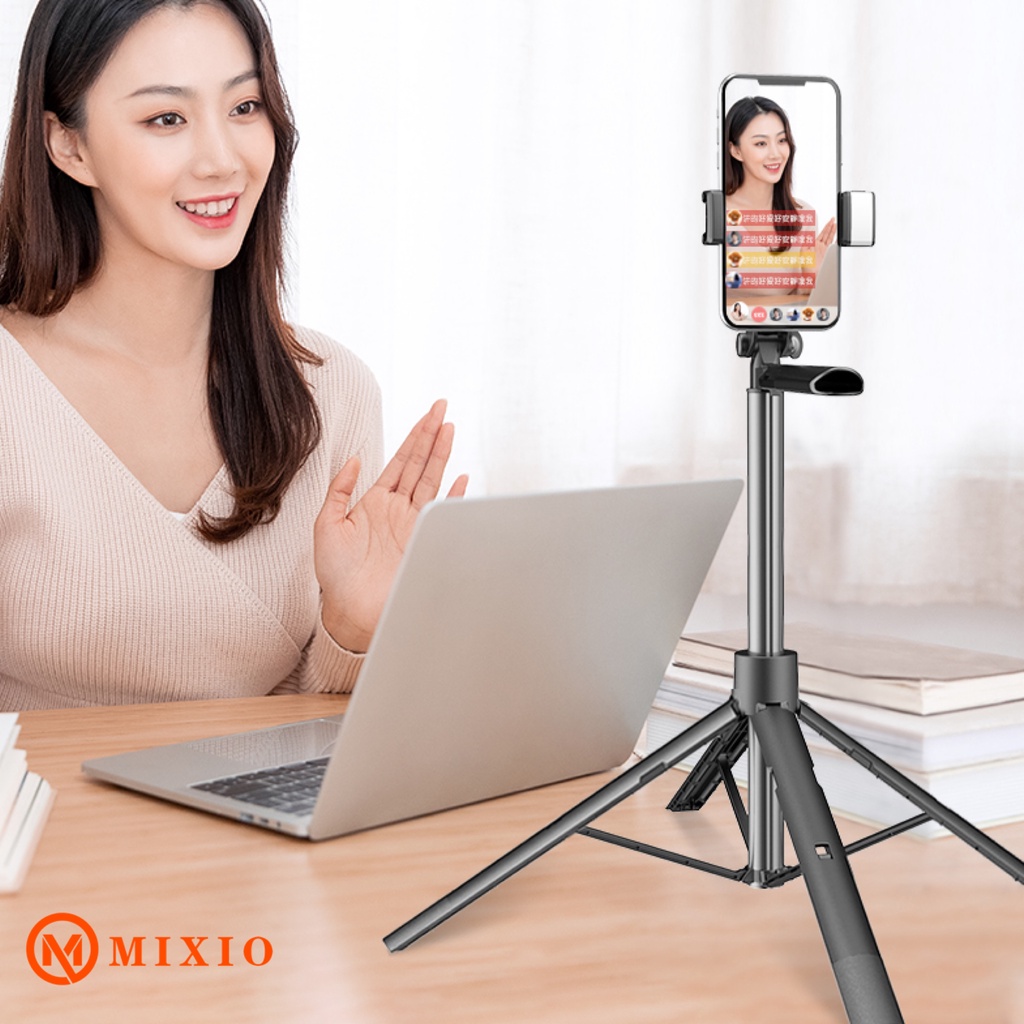 New MIXIO A861E Tongsis Tripod Bluetooth Stabilizer Gimbal LED - 180cm