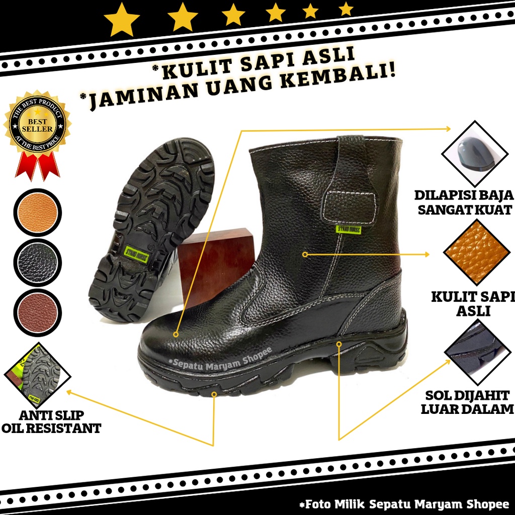 Sepatu Sefty Pria Sepatu Septi Ujung Besi Sepatu Septy Cowok Sefty Safety Shoes Proyek Lapangan SNI