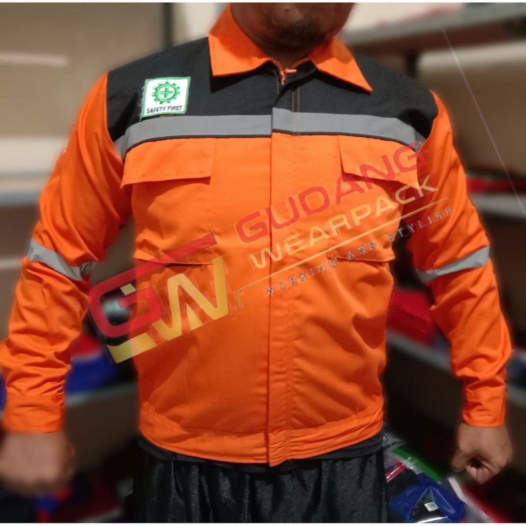 Star Wearpack - Seragam Kerja Proyek  Warna Oren Kombinasi Hitam