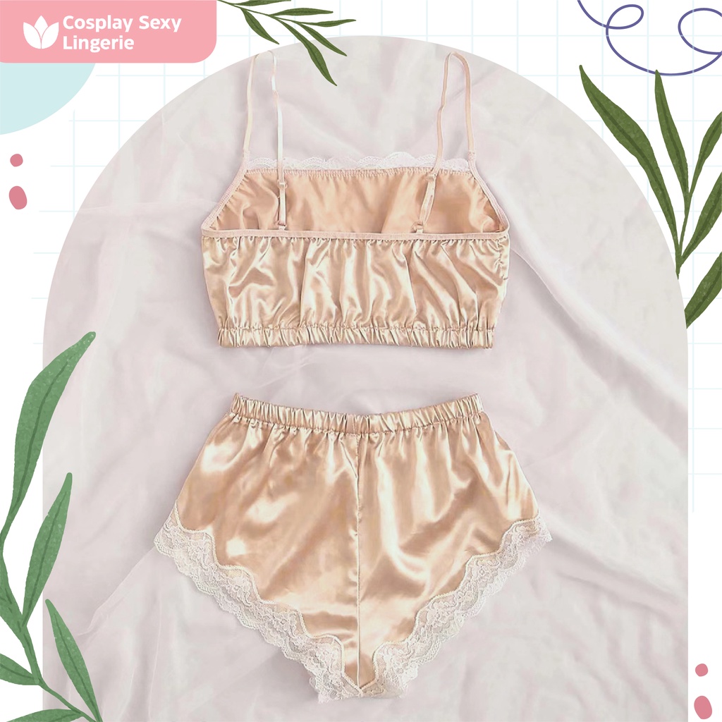 Lingerie Ruffle Sexy Two Piece Pakaian Tidur Wanita Sexy