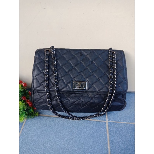 ORIGINAL SISLEY SHOULDER BAG BESAR, SISLEY SHOULDER RANTAI FULL KULIT, TAS SISLEY, PRELOVED SISLEY
