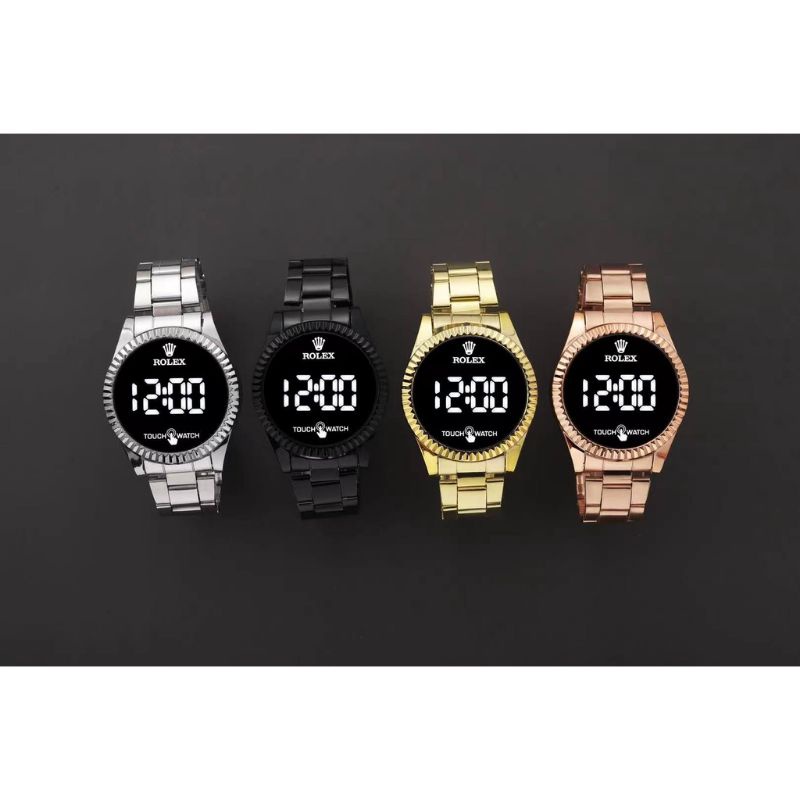 COD Jam Tangan Wanita Rolex Fashion Touch Screen LED Strap Rantaisteel