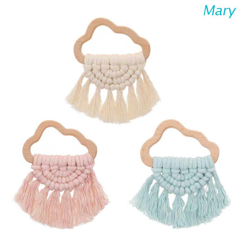 Mary Mainan Teether Handmade Bentuk Awan Bahan Kayu Untuk Bayi