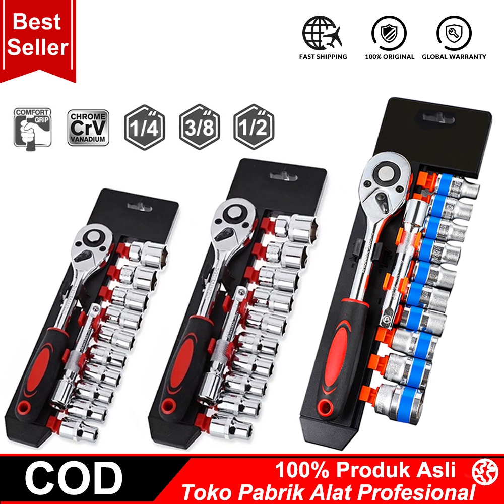 Kunci Pas CR-V Drive Socket Wrench Set 1/4 Handle 12 PCS - Anda dapat memiliki semua jenis kunci yang Anda butuhkan dalam pekerjaan - Dilengkapi juga dengan beberapa jenis pegangan -Vt