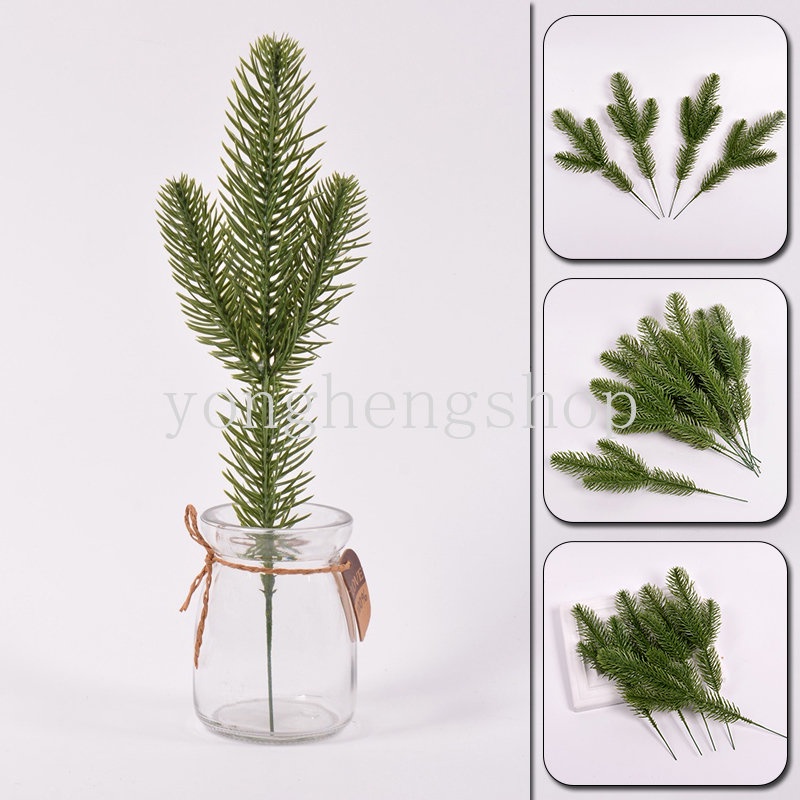 5pcs / set Daun Pinus Imitasi Bahan PVC Untuk Dekorasi Pohon Natal