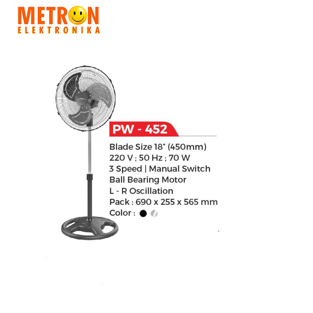 MASPION PW 452 KIPAS ANGIN / STAND POWER FAN 18 INC / PW452