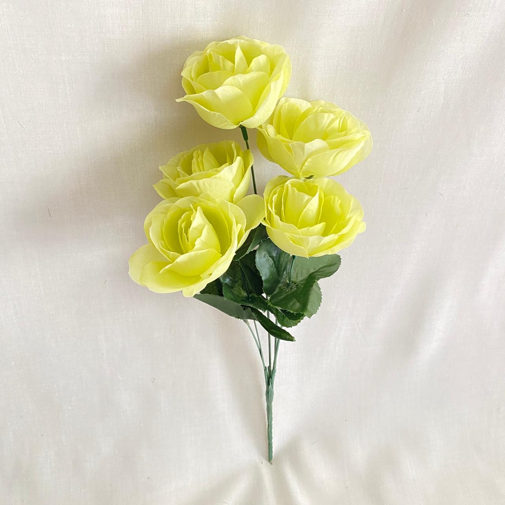 Bunga Mawar Rose Mangkok X5 (satuan) Bunga Artificial / Bunga Plastik / Bunga Dekorasi / Pernikahan-Lime