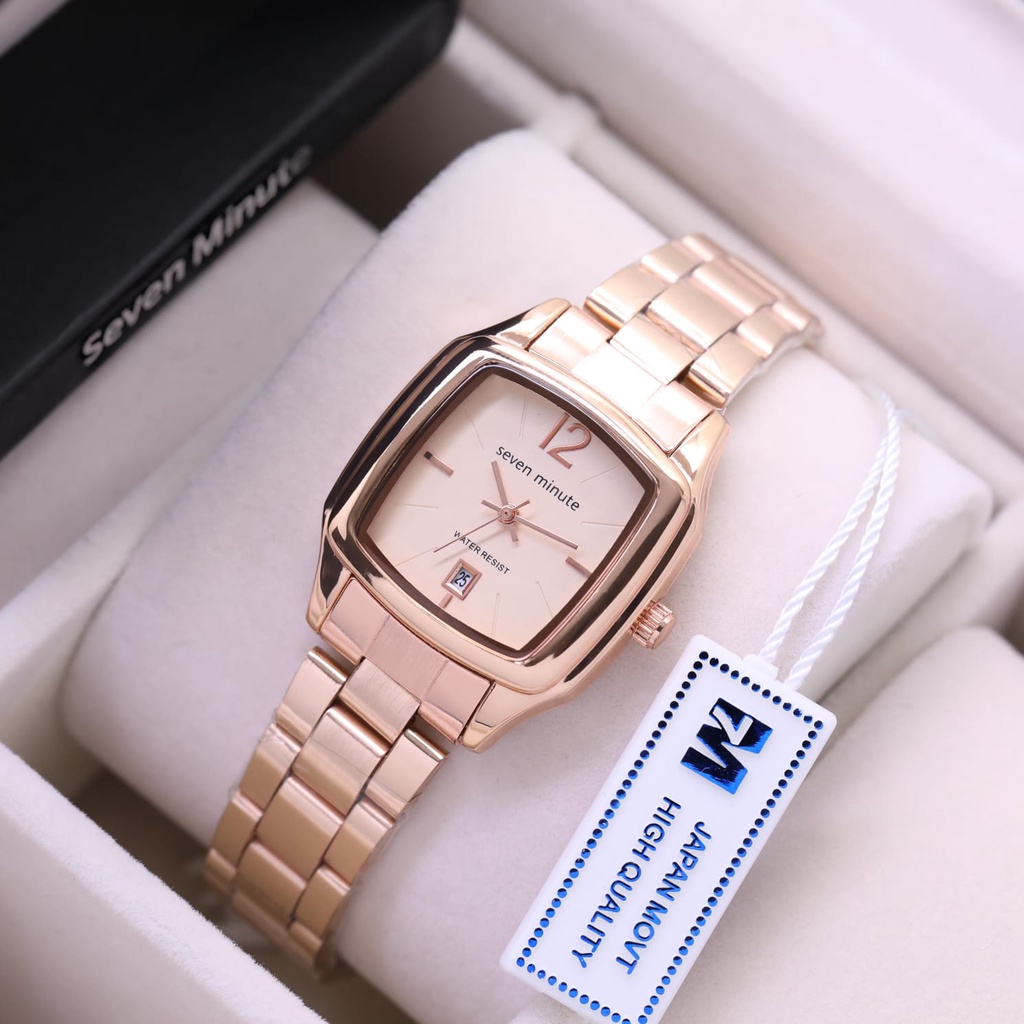 Jam Tangan Wanita Seven Minute L5958S Tali Rantai Tanggal Aktif Free Box Exclusive &amp; Baterai