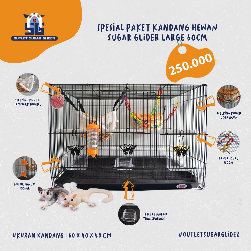 SPESIAL PAKET KANDANG 60CM - SUGAR GLIDER