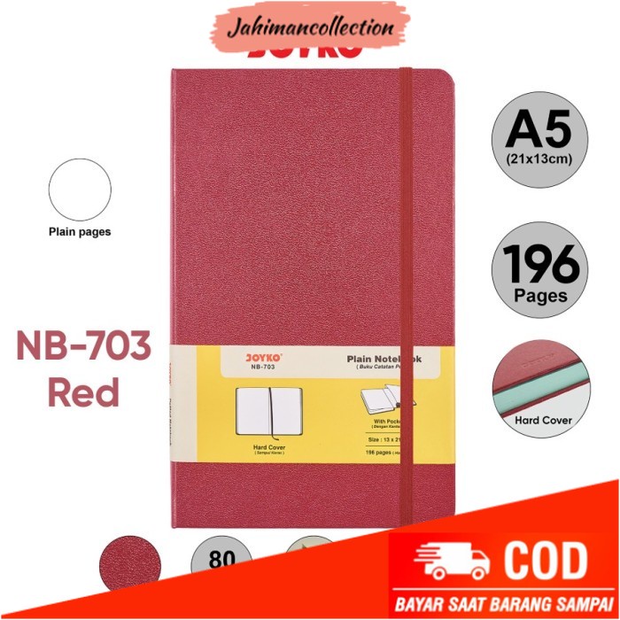 

✨ BISA COD ✨ Plain Notebook Diary Agenda Buku Catatan Polos Joyko NB-703 196 hal - Merah