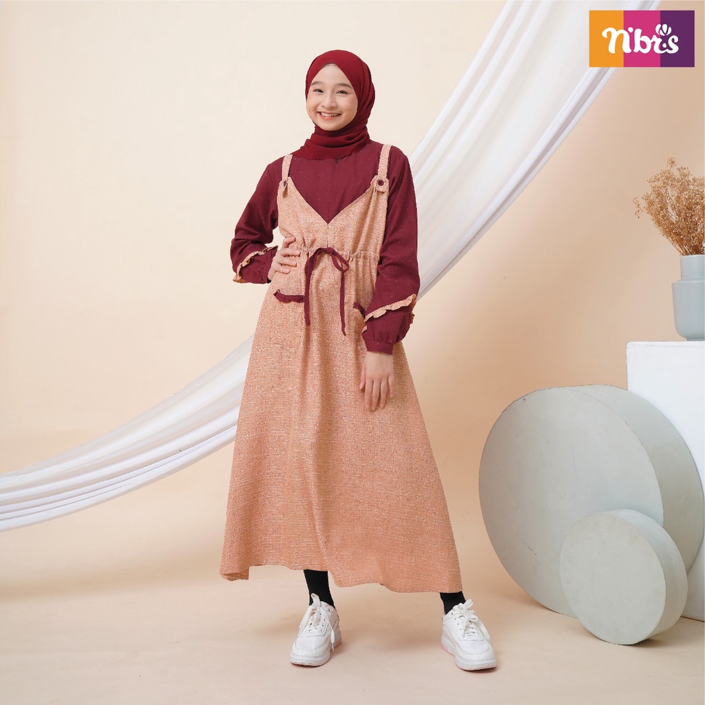 Nibras Gamis Remaja  NT 80 Midi Dress Bahan Meralda mix Monalisa Dress Remaja Modern Kekinian by Nibras bisa COD