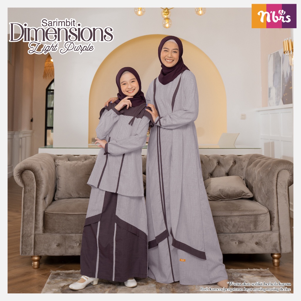 Nibras Sarimbit DIMENSIONS Gamis Light Purple Koko Purple Bahan Mirabella mix Cassanova Baju Lebaran Keluarga Muslim