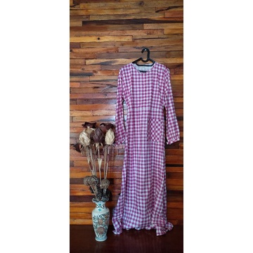 Dress Kotak-kotak Pink Putih