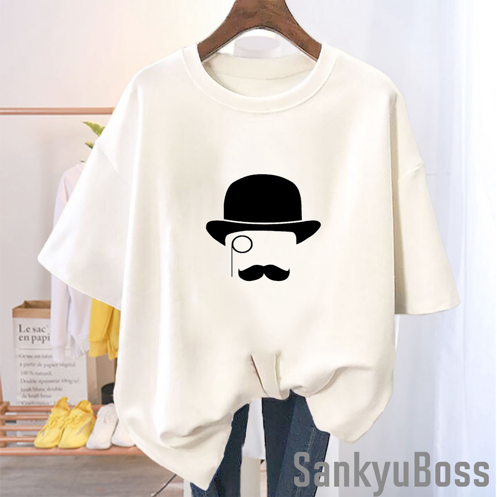 KAOS KOREA FASHION TSHIRT DISTRO GAMBAR KUMIS ATASAN WANITA TERBARU BAJU WARNA LILAC
