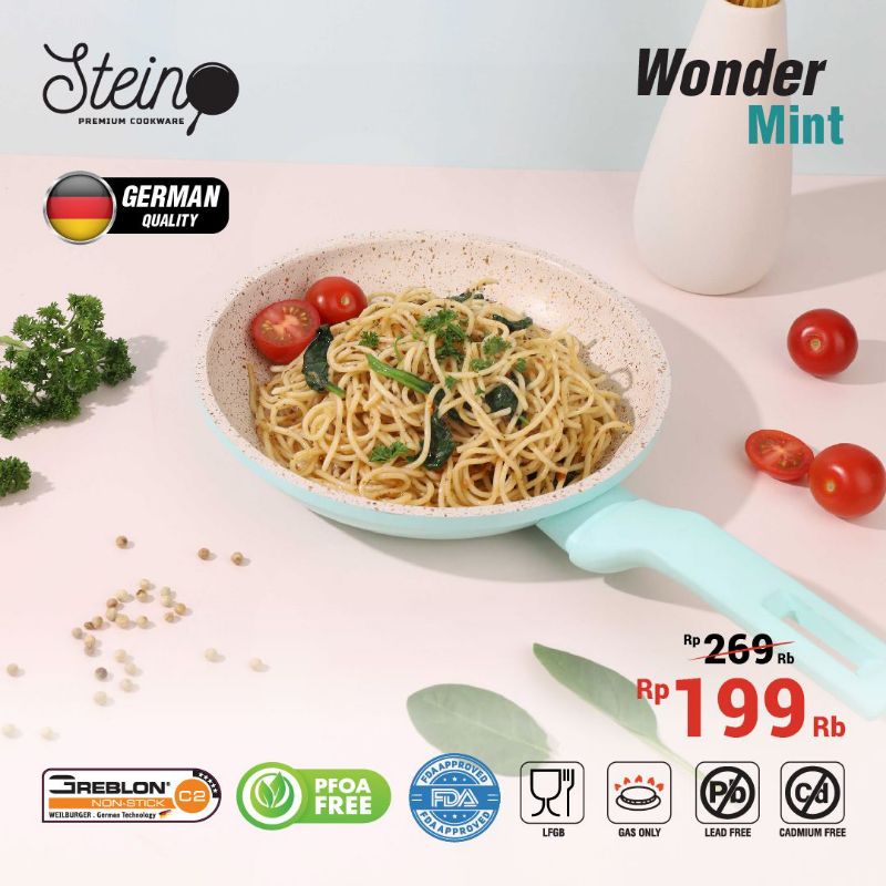 WONDERPAN FRY PAN 20 CM STEINCOOKWARE STEIN ORIGINAL PENGGORENGAN WAJAN GRANITE ANTI LENGKET ANTI GORES WONDER PAN SEHAT AMAN TIDAK KELUPAS