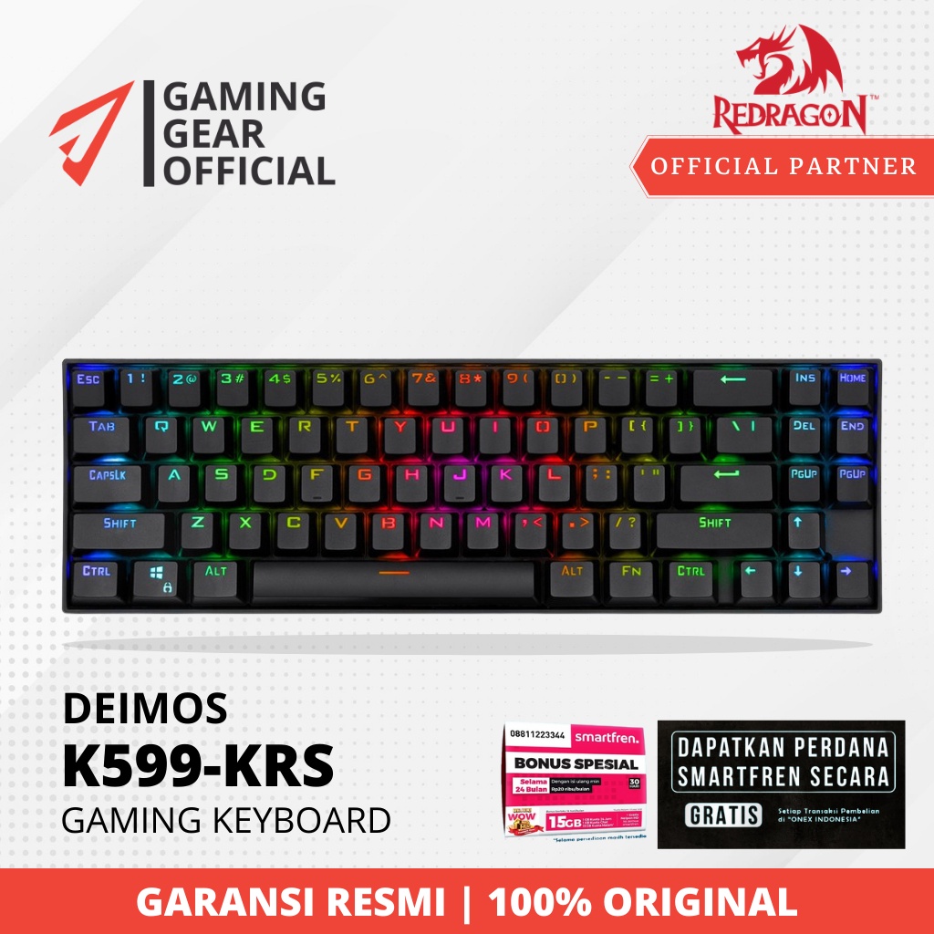 [100% ORI] Redragon DEIMOS K599 KRS 70% 71 Keys Wireless Mechanical Keyboard Gaming