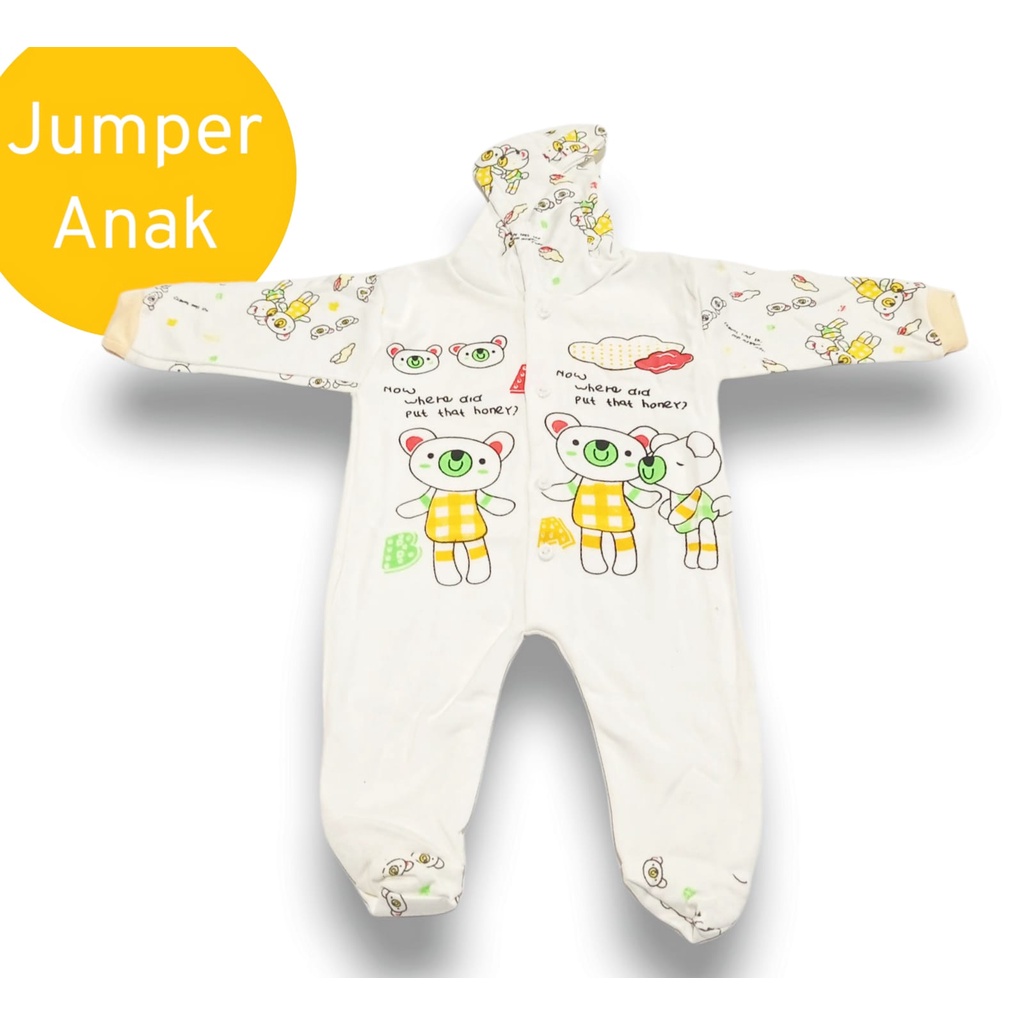 Baju Bayi | Pakaian Anak Baju Jumper |  Kodok Bayi Celana Tutup Putih Print