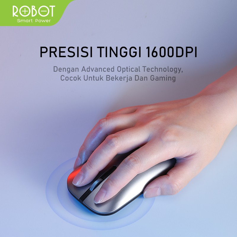 ROBOT M510 Mouse Wireless Slim Metal Scroll Wheel 2.4G Silent Click Garansi Resmi wook