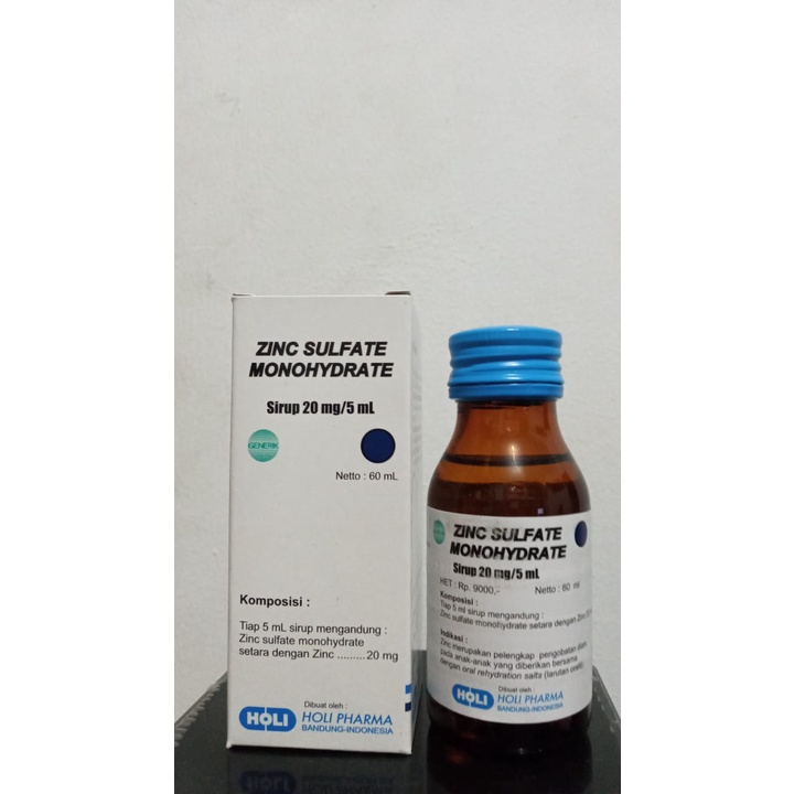 Jual ZINC SULFATE MONOHYDRATE HOLI 20 MG/5 ML SYRUP 60 ML Shopee
