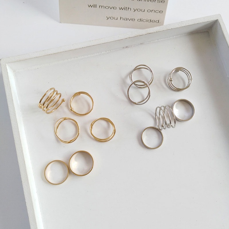 6PCS  Adjustable Women Metal Irregular Geometry Trendy Ring