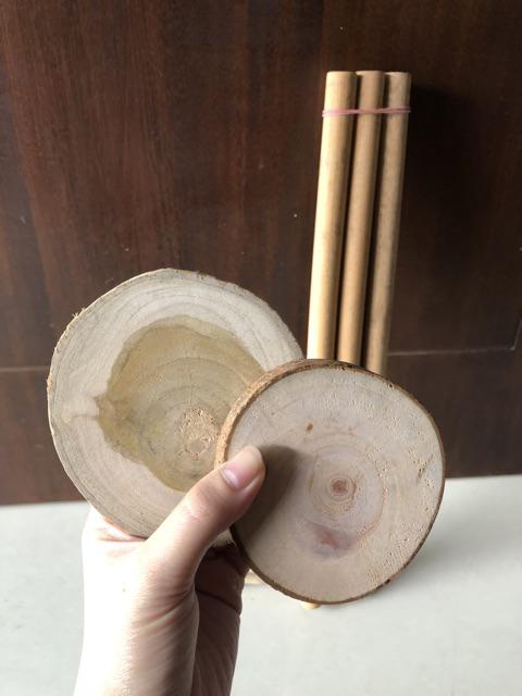 Wood Slice Potongan Kayu Jati Diameter 9 - 10 Cm