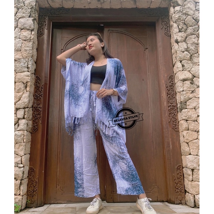 [ beleviastyle ] setelan auter/cardigan dan kulot panjang akar bali