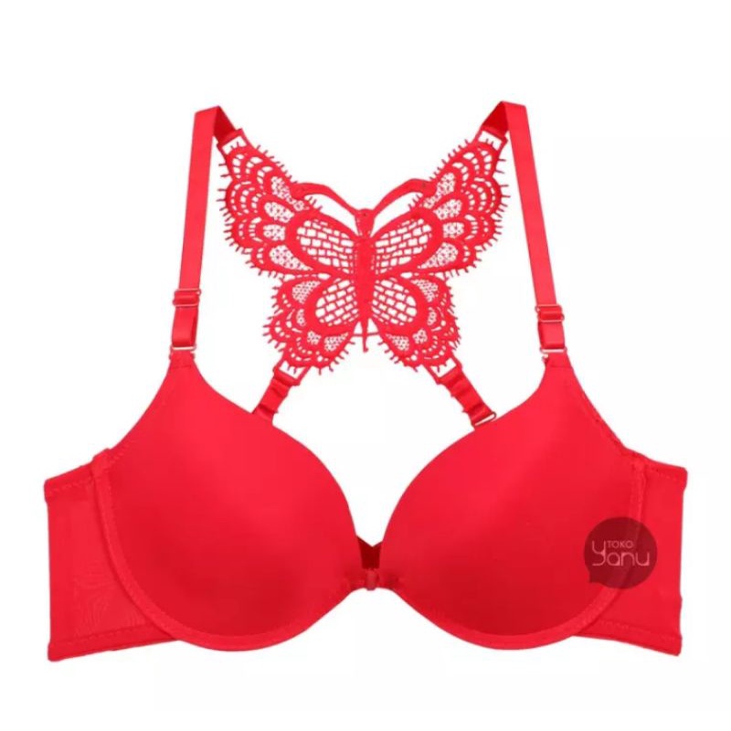 Bra Wanita Kait Depan  Kancing Depan kait / Bra Tatto Desain kupu-kupu Terlaris
