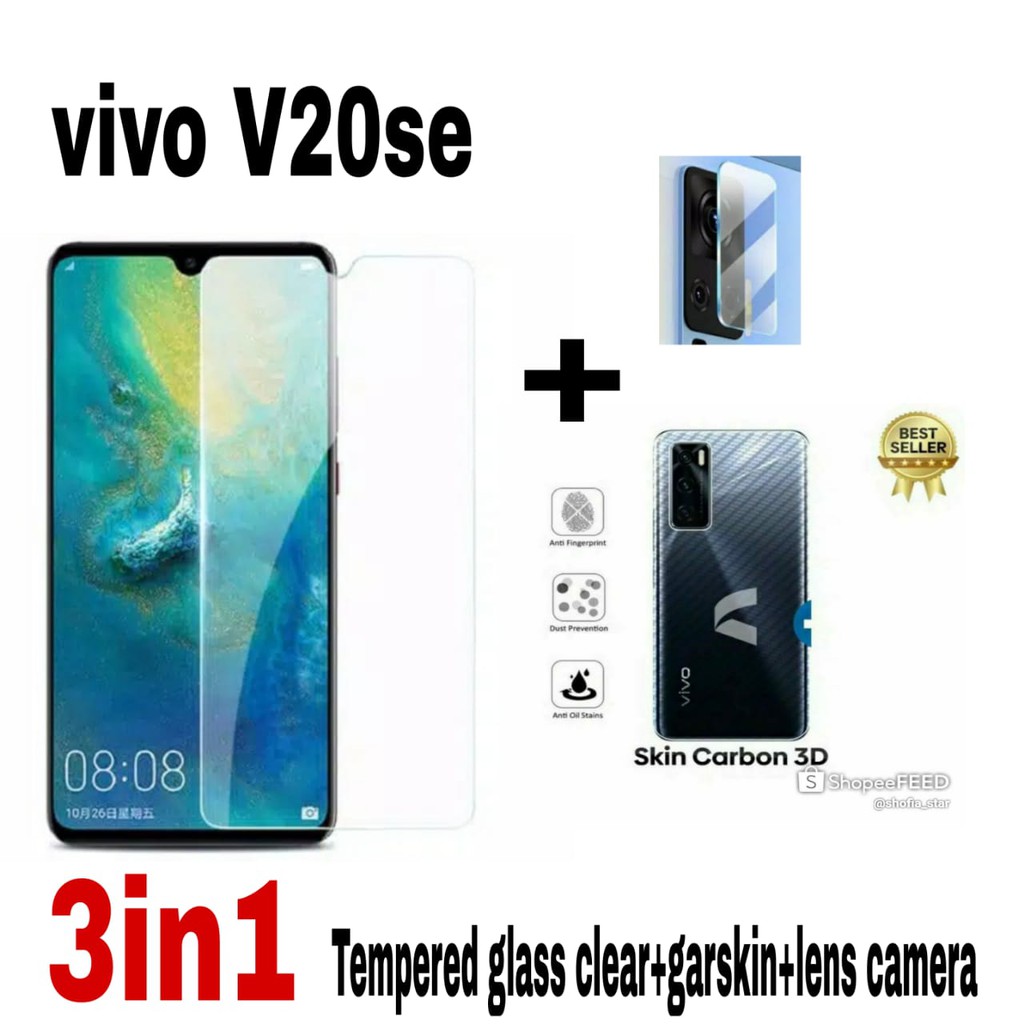 Tempered Glass Bening VIVO V20 SE/V20 Full Glue Screen Guard Protector 3IN1