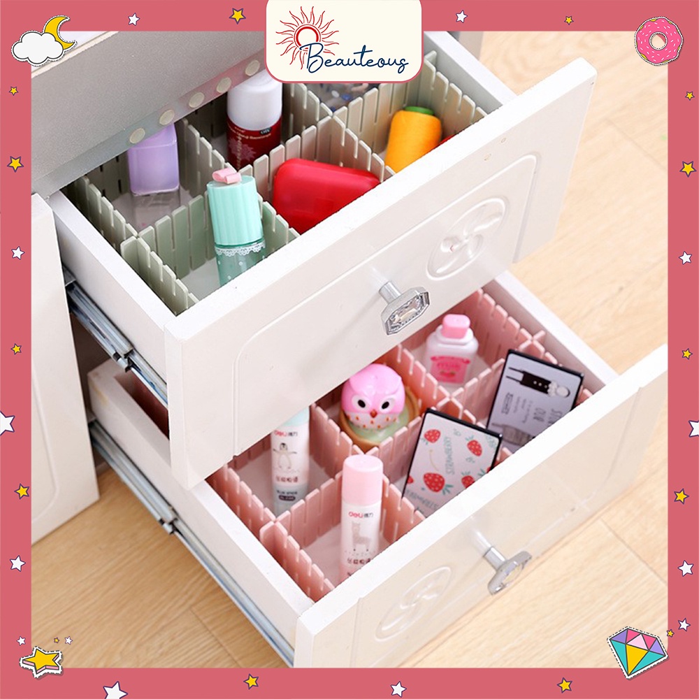 Sekat Laci Pembatas Alat Tulis Kosmetik Partisi Sekat Drawer Desktop Storage Organizer