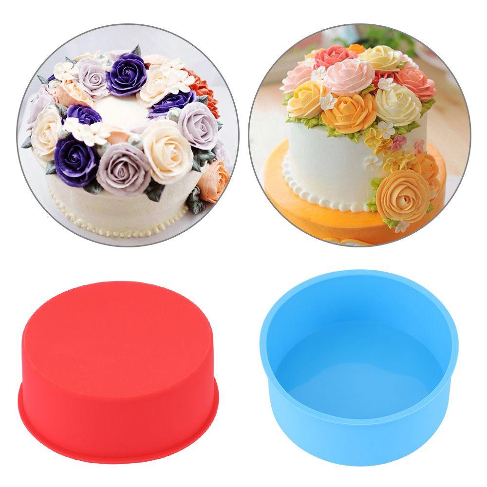 Populer Loyang Kue 4inch Tray Dapur Silikon Alat Baking Motif Bulat