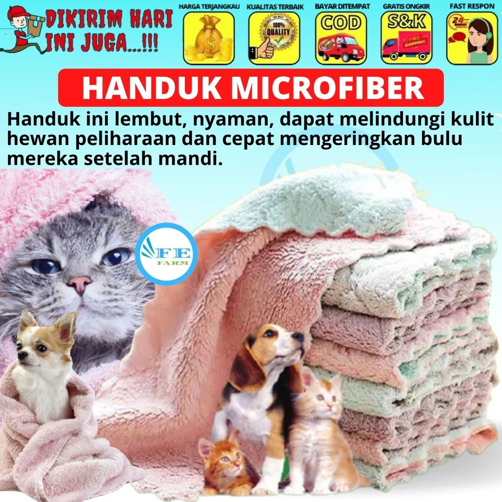 Handuk Grooming Anjing Kucing MICROFIBER Pet Grooming Towel FEFARM