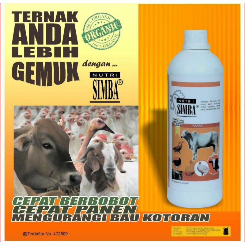 NUTRI SIMBA 500ML NUTRISI PROBIOTIK VITAMIN ORGANIK PENGGEMUK & MENINGKATKAN NAFSU MAKAN PERTUMBUHAN