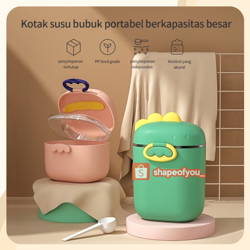 Kotak Tempat Susu Bubuk Bayi Anak 800 ml Besar Dino Snack Container Kotak Susu Anak Viral