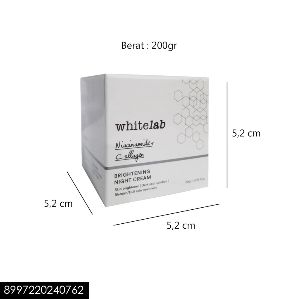 WHITELAB BRIGHTENING NIGHT CREAM krim malam brightly 100% BPOM