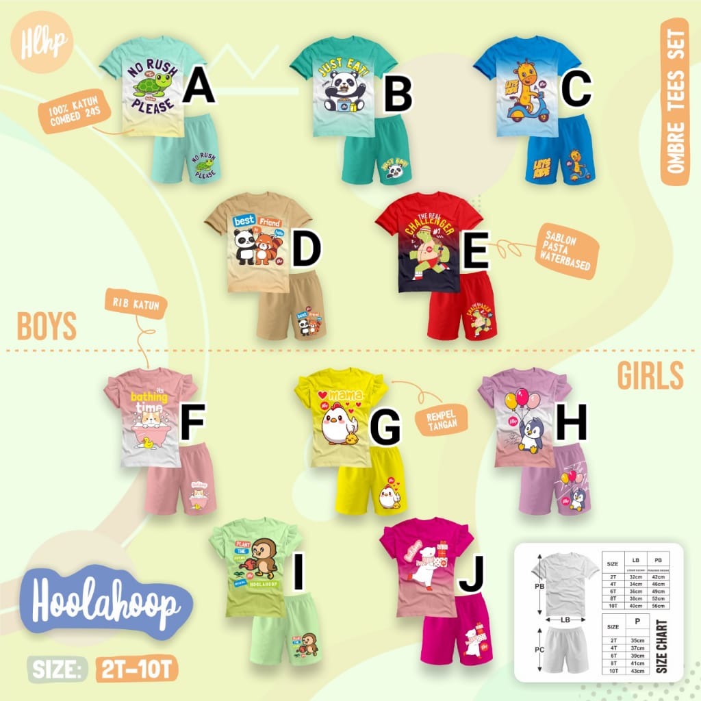 SETELAN ANAK UNISEX OMBRE TEES USIA 2-10 TAHUN