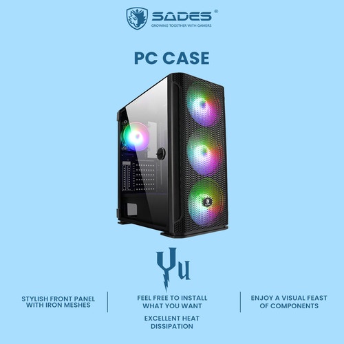 Sades Yu Gaming PC- Tempered Glass Gaming Case