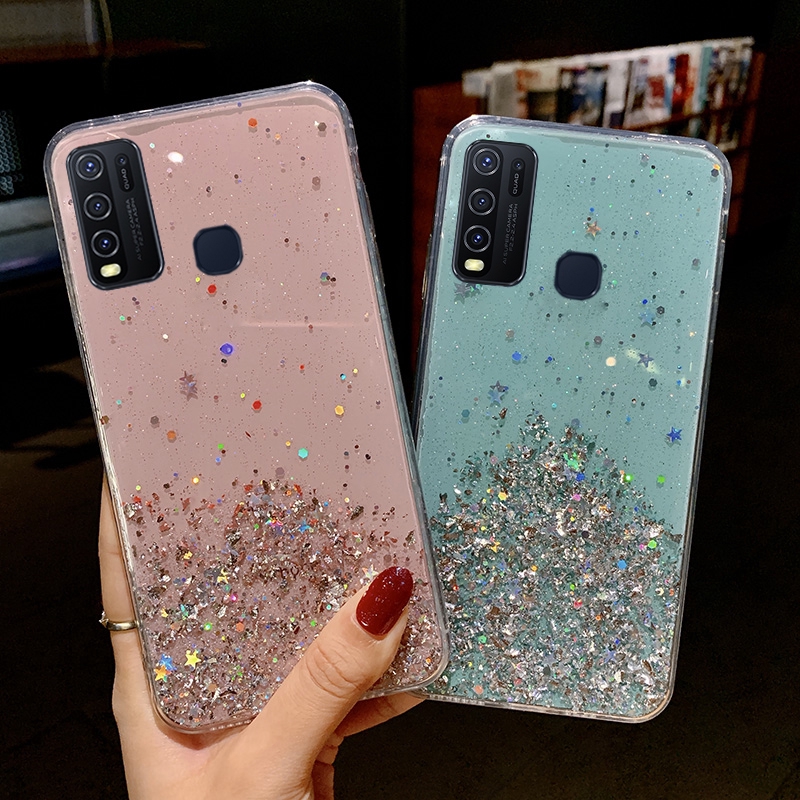 For Vivo Y50 Y30 Glitter Bling Handphone Case For Vivo Y50 Y30 Shiny Starry Sky Transparent Soft Casing Cover Full Stars Moon Girls Shopee Indonesia