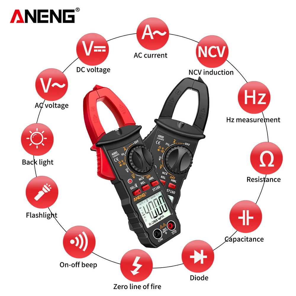 ANENG Tang Ammeter Rentang Otomatis Meteran Klem Digital AC/DC Saat Ini 1mA True RMS Pemeriksaan Langsung Rentang Otomatis NCV Penguji Kapasitor Frekuensi Temperatur Multimeter