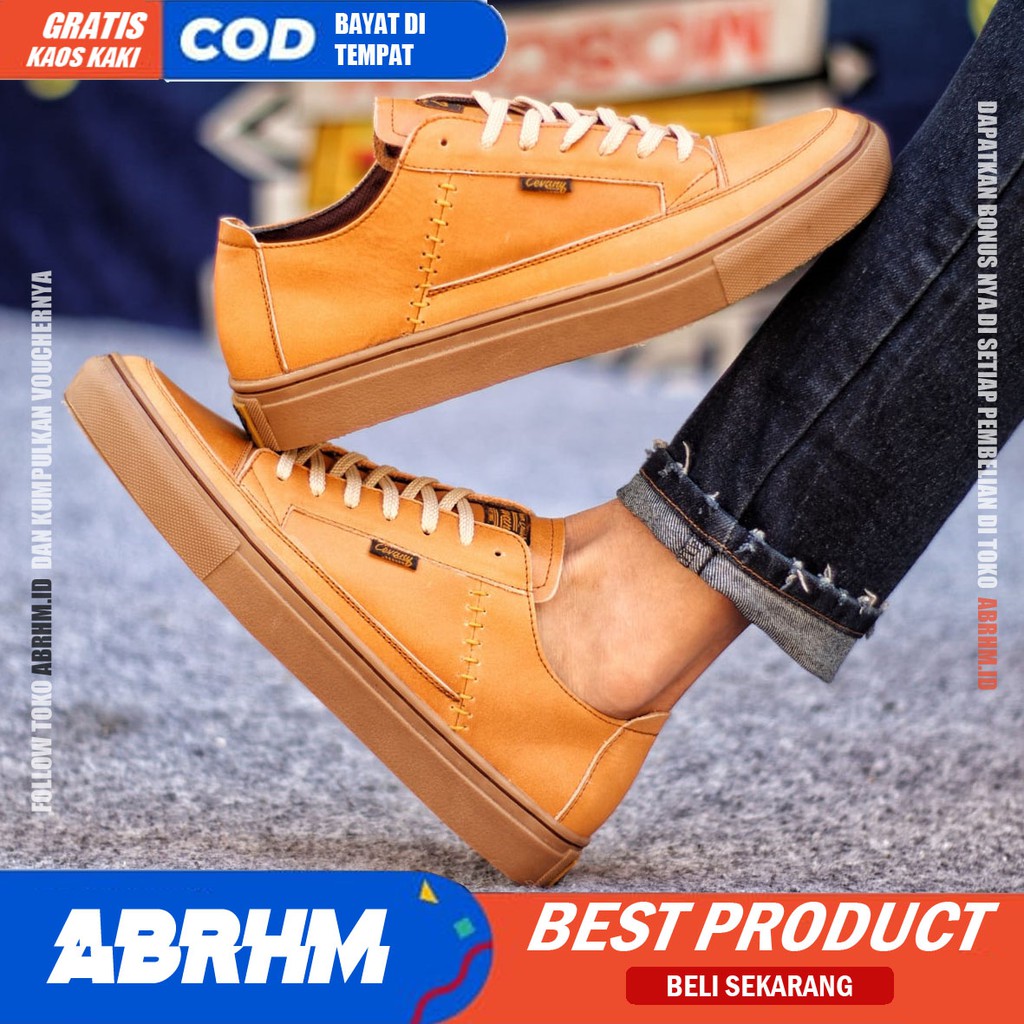 ABRHM X DANTE Sepatu Casual Sneakers Kasual Polos Ori Pria Cowok kulit Asli Sepatu Kasual Sneaker Santai Kuliah Kerja Kondangan Gaya Keren kekinian Original