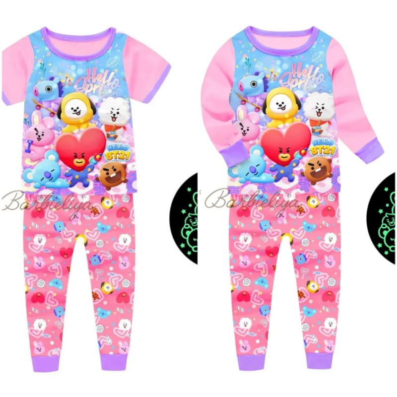Baju Tidur BT21 Universe BTS Anak Perempuan Impor ukuran 3-12tahun