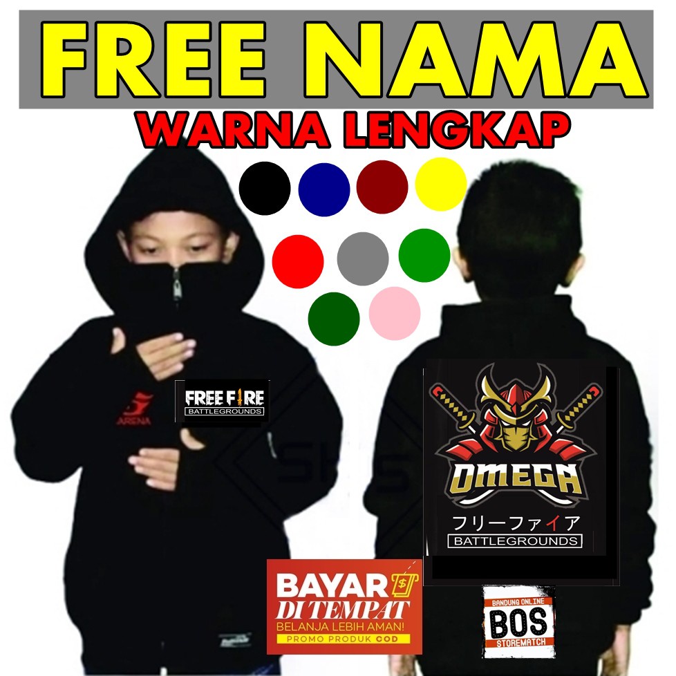 Jaket sweater Sweter Switer Fashion Anak Laki Laki ninja freefire Evos Usia 8-14tahun bisa pakai Nama Bayar Di Tempat