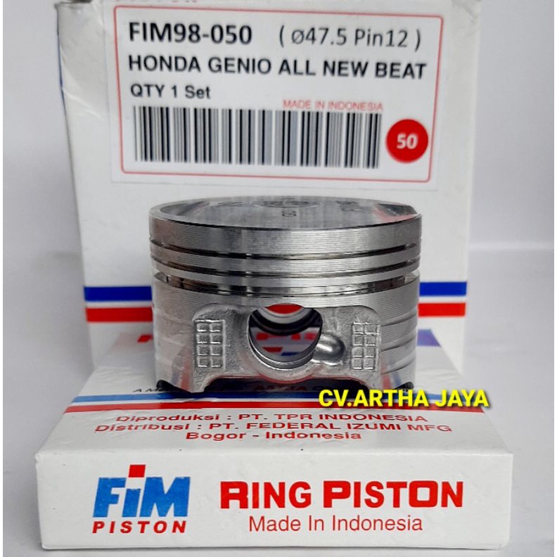 PISTON KIT FIM FIM98 HONDA GENIO / ALL NEW BEAT / BEAT LED 2020 / SCOOPY 2020 ( 47 / 47,5 / 48 / 48,5 / 49 / 49,5 ) ( STD / 050 / 100 / 150 / 200 / 250 ) ( PEN 12 / PIN 12 )-3