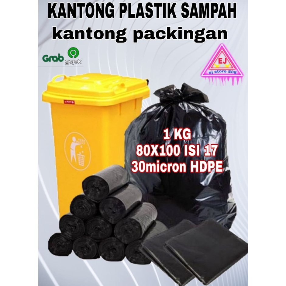 1KG KANTONG PLASTIK SAMPAH TRASH BAG UKURAN 80X100 CM  HDPE