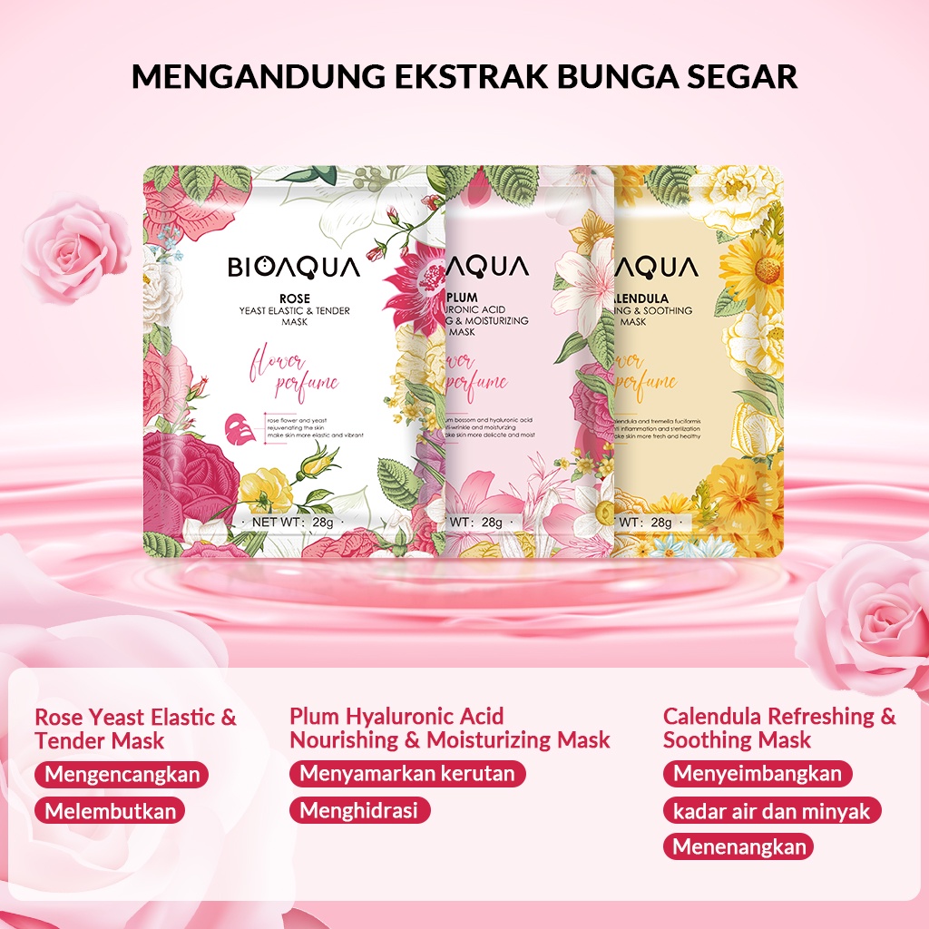 Bioaqua Sheet Mask Original/Hydrating and Moisturizing Mask/Niacinamide Masker Wajah Whitening/Salicylic Acid Acne/Ceramide Moisturizing Antioxidant Mask ORIGINAL BPOM