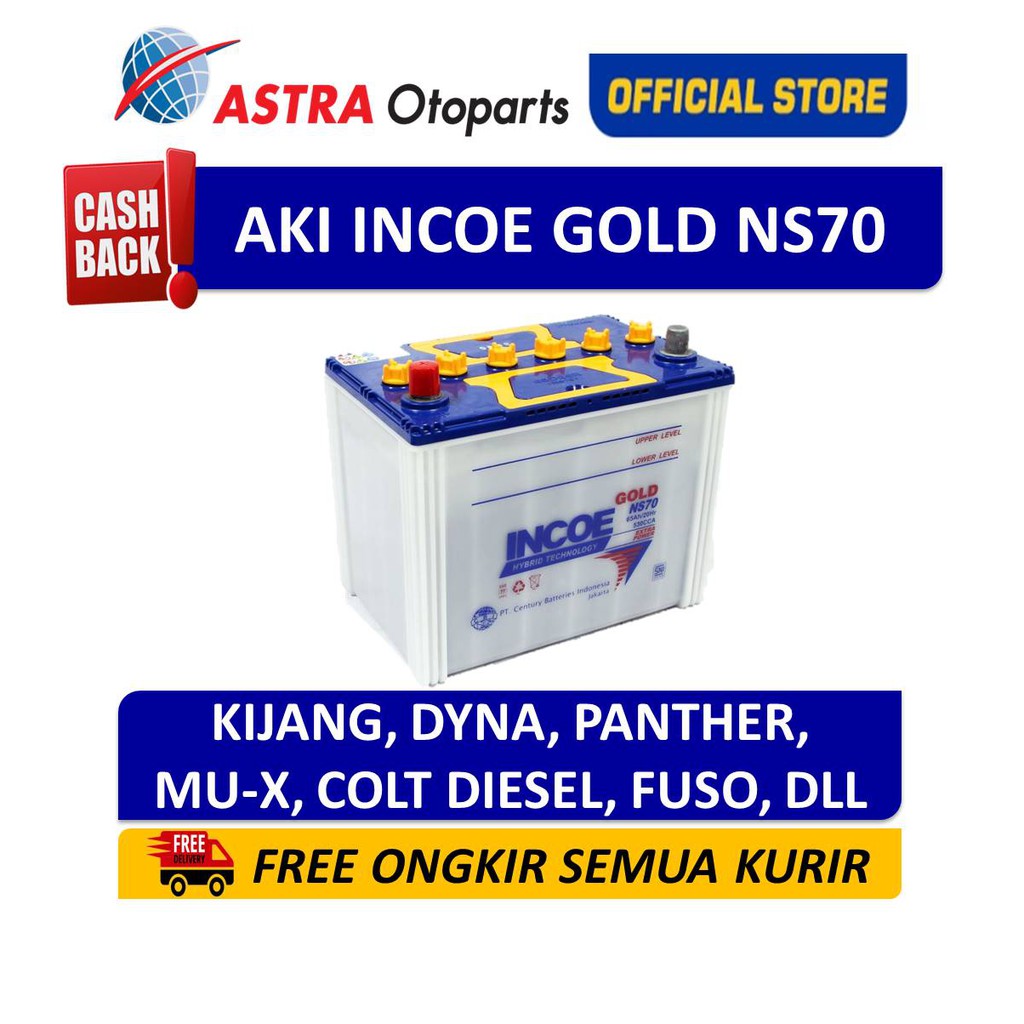 Aki Mobil Incoe Gold NS70 Dyna, Colt Diesel, MU-X, Fuso INGO-NS70